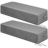 Tingjoo 2 Pcs Patio Chaise Lounge Cover Waterproof Outdoor Lounge Chair Cover 30 D x 83 W x 12 H UV Resistant with Handle Strap for Furniture Protection (Gray)