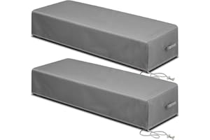 Tingjoo 2 Pcs Patio Chaise Lounge Cover Waterproof Outdoor Lounge Chair Cover 30 D x 83 W x 12 H UV Resistant with Handle Strap for Furniture Protection (Gray)