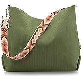 Prite Women’s Corduroy Tote Bag with Zipper, Stylish Shoulder Bag with Adjustment Straps for Work, Travel, Daily Use