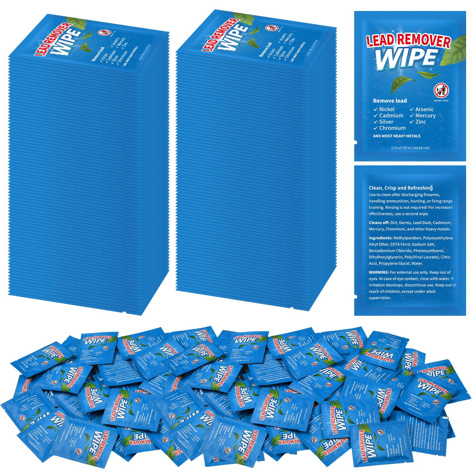 Photo 1 of Heigble 100 Pack Lead Remover Wipes for Shooting Hand & Surface Cleaning Wipes Effectively Removes Lead, Dust, Oil & Grime Individually Wrapped Wipe for Shooting Ranges, Hunting, Industrial Use
