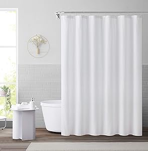WEST LAKE White Shower Curtain Embossed Dots Button-Holes Hotel Bathroom Decor Fabric Waterproof Shower Curtain Spa Water Resistant Machine Washable for Bathroom Bathtubs,70x78 inch, White