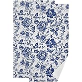 COVASA Blue and White Rose Hand Towels for Bathroom Set of 2,Vintage Chinoiserie Roses Floral Butterfly Kitchen Towels,Microfiber Absorbent Decorative Bathroom Towels for Face,Shower,Gym 14"x28"