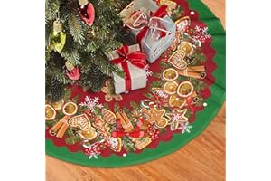 JUNIISSL Gingerbread Man Christmas Tree Skirt Wreath Bow Snowflake Funny Tree Mat for Farmhouse Xmas Holiday Party Decorations Indoor Outdoor 36 Inch