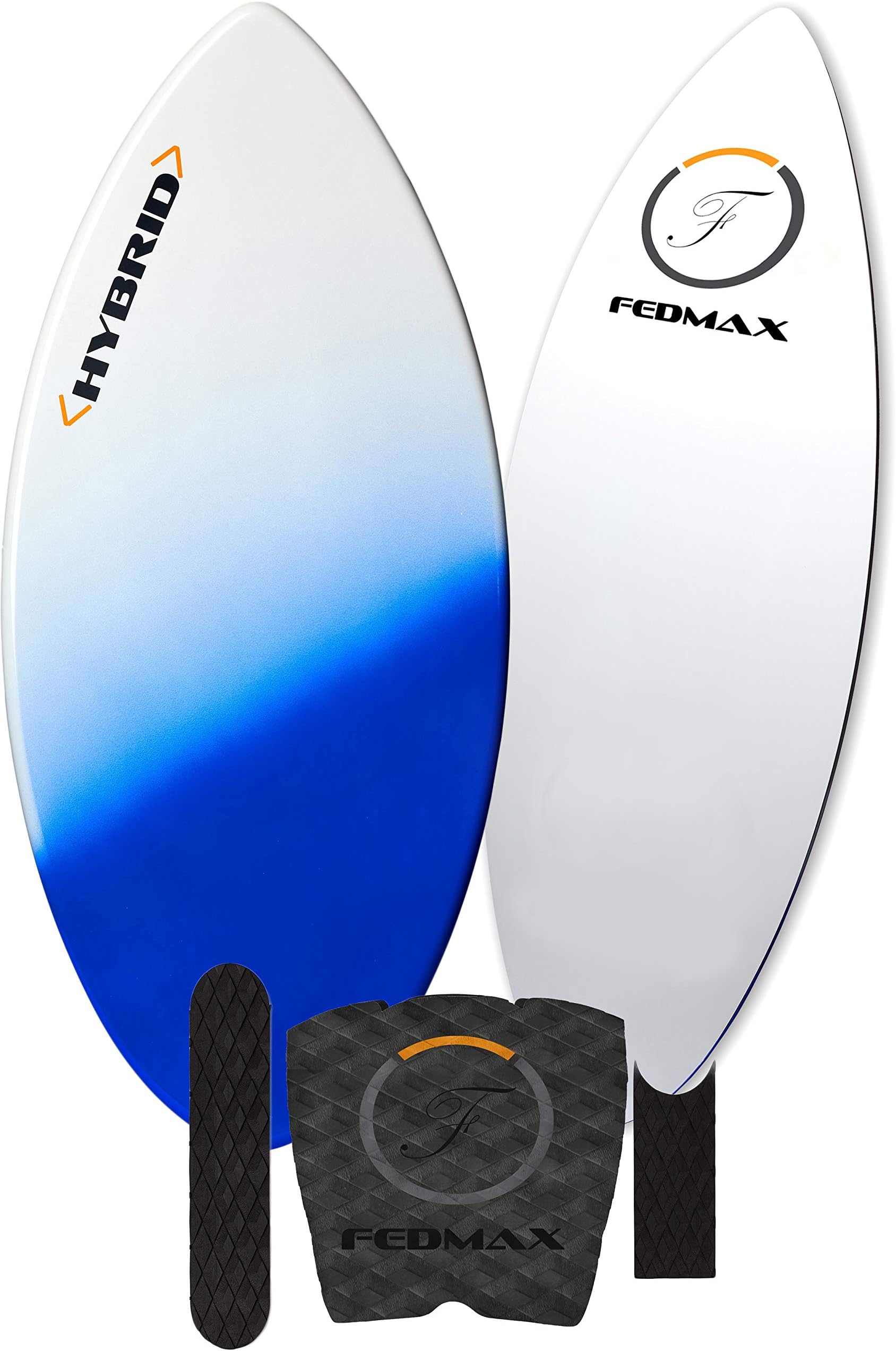 Fedmax Skimboard with Carbon Fiber Tips and Fiberglass Body Hybrid | with Traction Grip Set | Ultimate Tips Manual