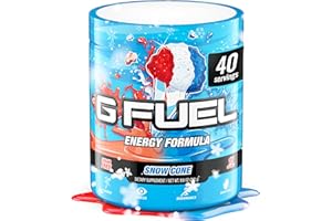 G Fuel Snow Cone Energy Drink Powder, Pre Workout Caffeine Mix for Gaming, Sugar Free Focus Amino, Vitamin + Antioxidants, 9.9oz (Snow Cone, 40 Servings)