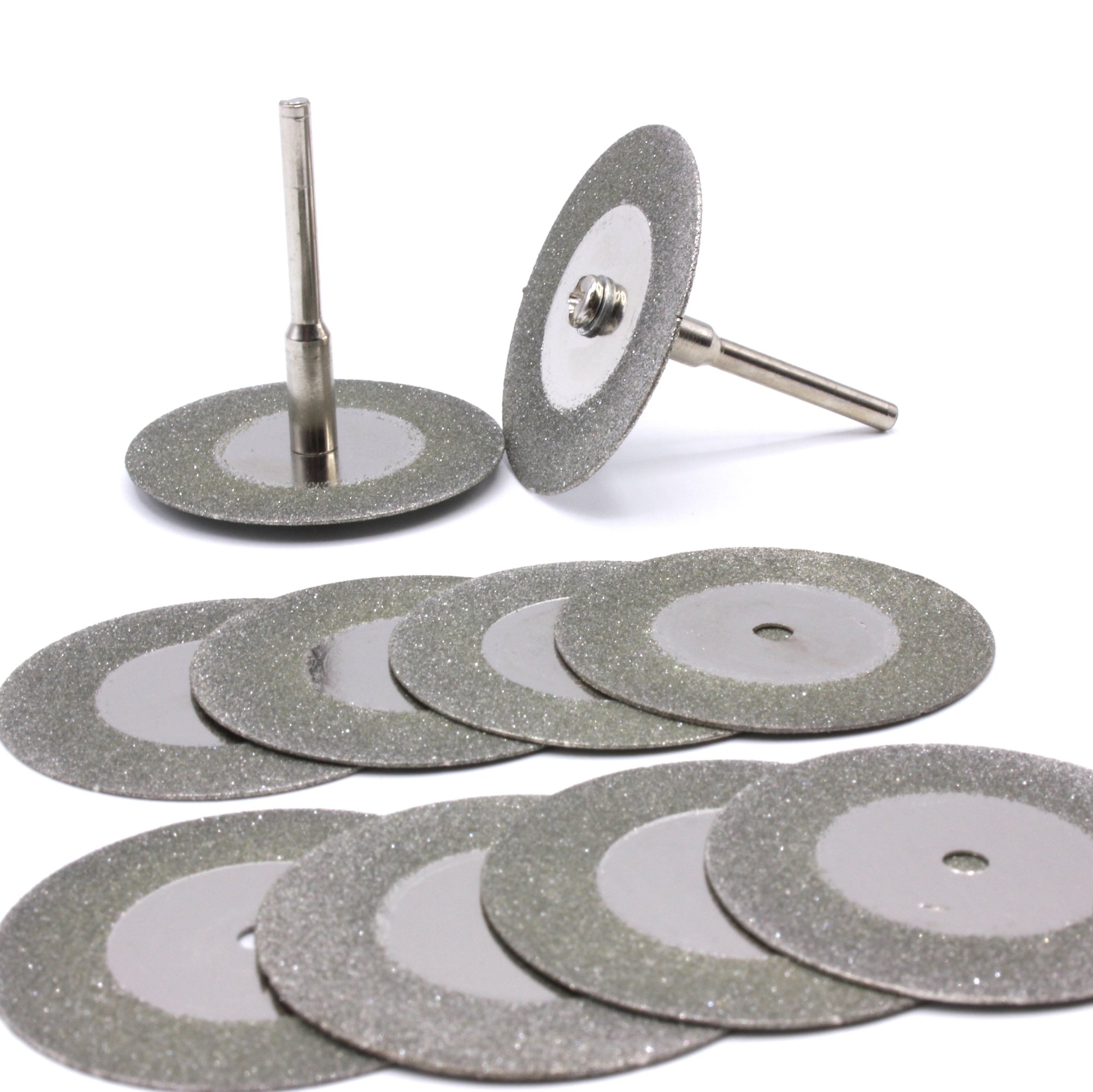 Dophee 10PCS 35mm Diamond Cutting Off Discs with 2 Arbors Rotary Tool for Metal Glass Ceramics Porcelain Carbide Gem Stones