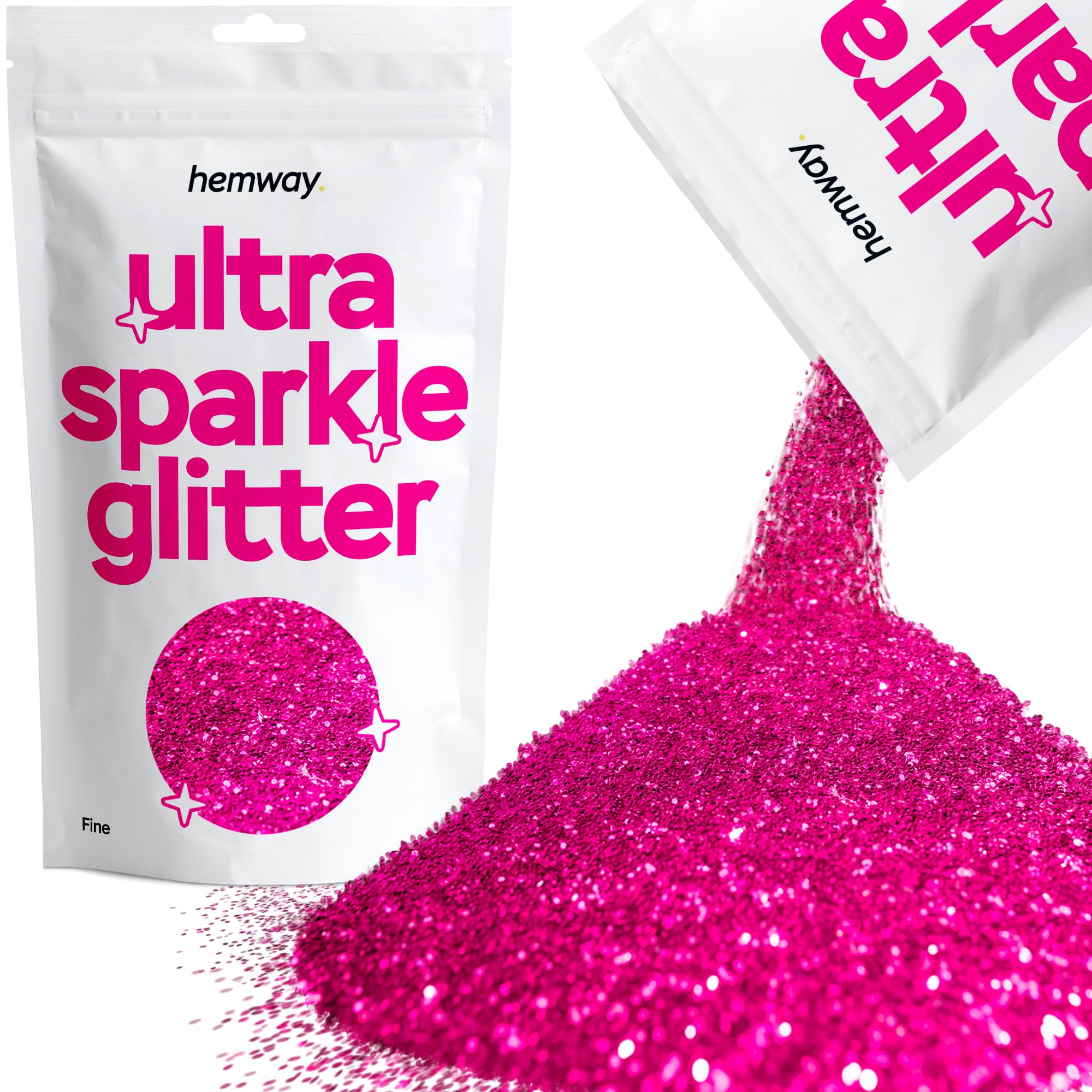 Hemway Ultra Sparkle Glitter Dark Rose Pink 100g Fine | Glitter for Arts & Craft, Makeup, Nail Art, Crafting, Card Making, Sparkle Decoration