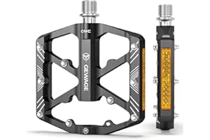GEWAGE Bike Pedals 9/16 Inch - Bicycle Pedals with Reflectors - 3 Sealed Bearings MTB Pedals Wide Platform Pedals for Mountain Bike, BMX, Road Bike Pedals