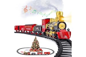 Letapapa Train Set, Christmas Train Sets for Under The Tree, Electric Train Toy for Boys & Girls, Toy Train w/Steam Locomotive, Tracks, Lights & Sound, for 3 4 5 6 7 8+ Year Old Kids