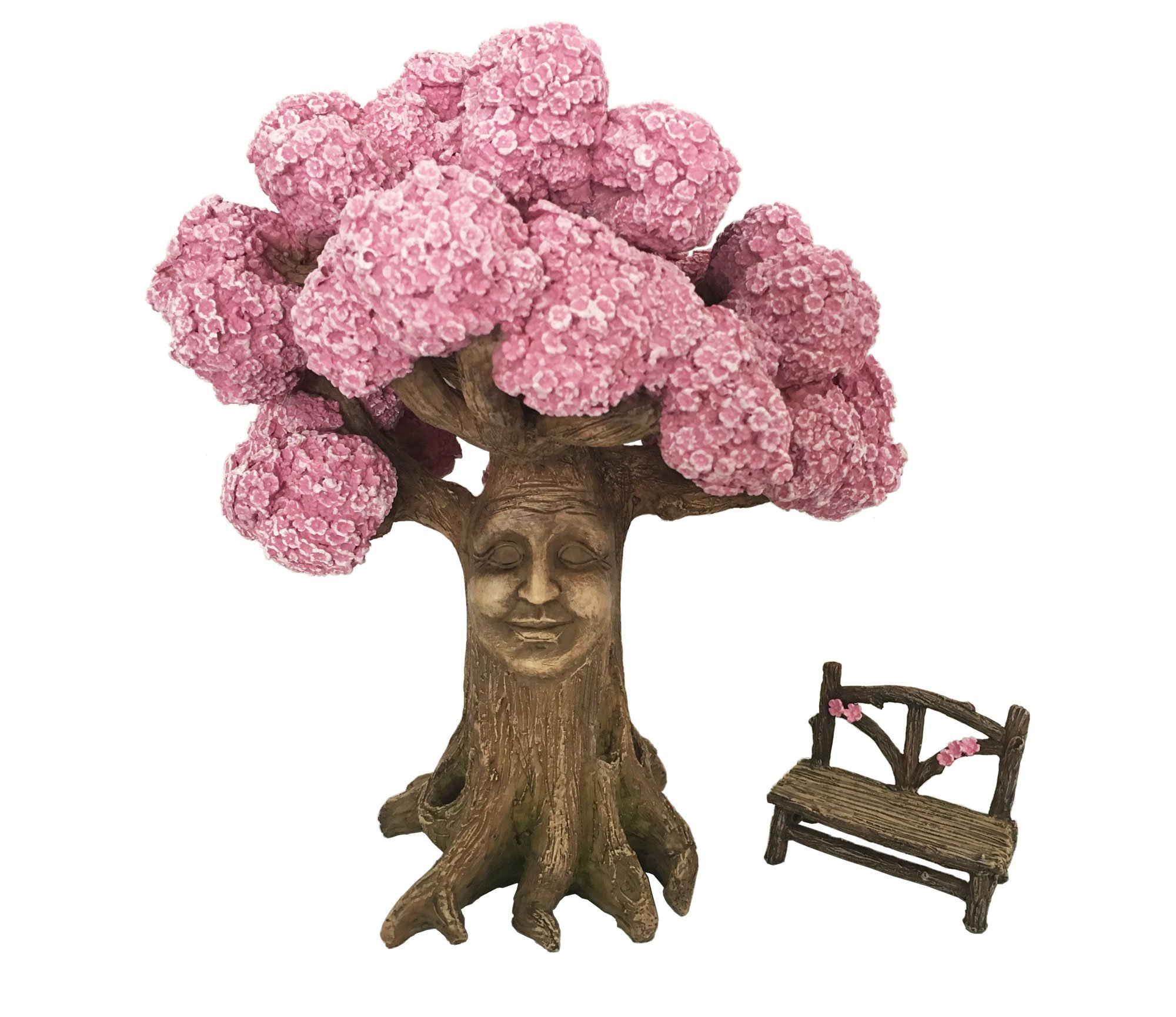 Ethan's Magical Tree with a Matching Fairy Bench for the Enchanted Fairy Garden (9 Inch Tall) - A Fairy Garden Accessory by GlitZGlam