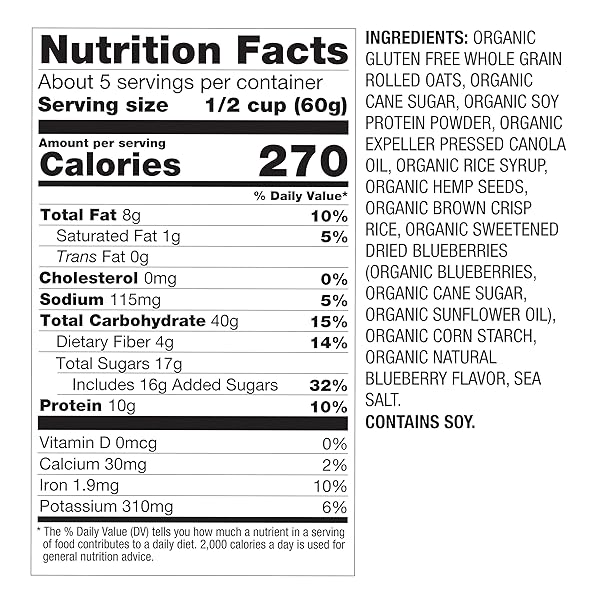 OATSOME BLUEBERRY PROTEIN GRANOLA, 10G PROTEIN, GLUTEN FREE, MADE WITH WHOLE GRAIN ORGANIC OATS, REAL BLUEBERRIES, & HEMP SEEDS, FOR PROTEIN SNACKS CEREALS BREAKFAST YOGURT, 10 OZ BAG