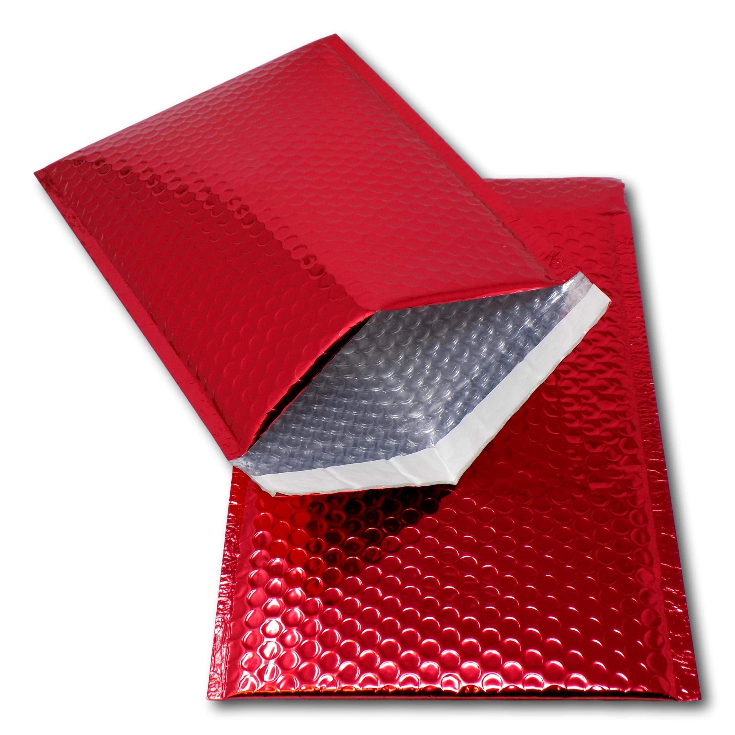 EPOSGEAR 10 Red Shiny Metallic Foil Bubble Padded Bag Mailing Envelopes - Perfect for Marketing, Promotions or and Alternative to Gift wrap (A4 / C4-324mm x 230mm)