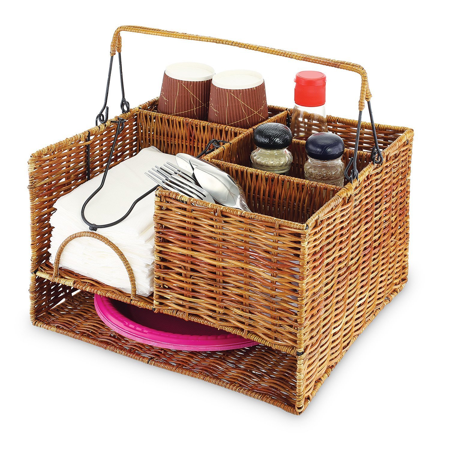 KOVOT Tabletop Organizer Wicker Basket, Wood, eBay
