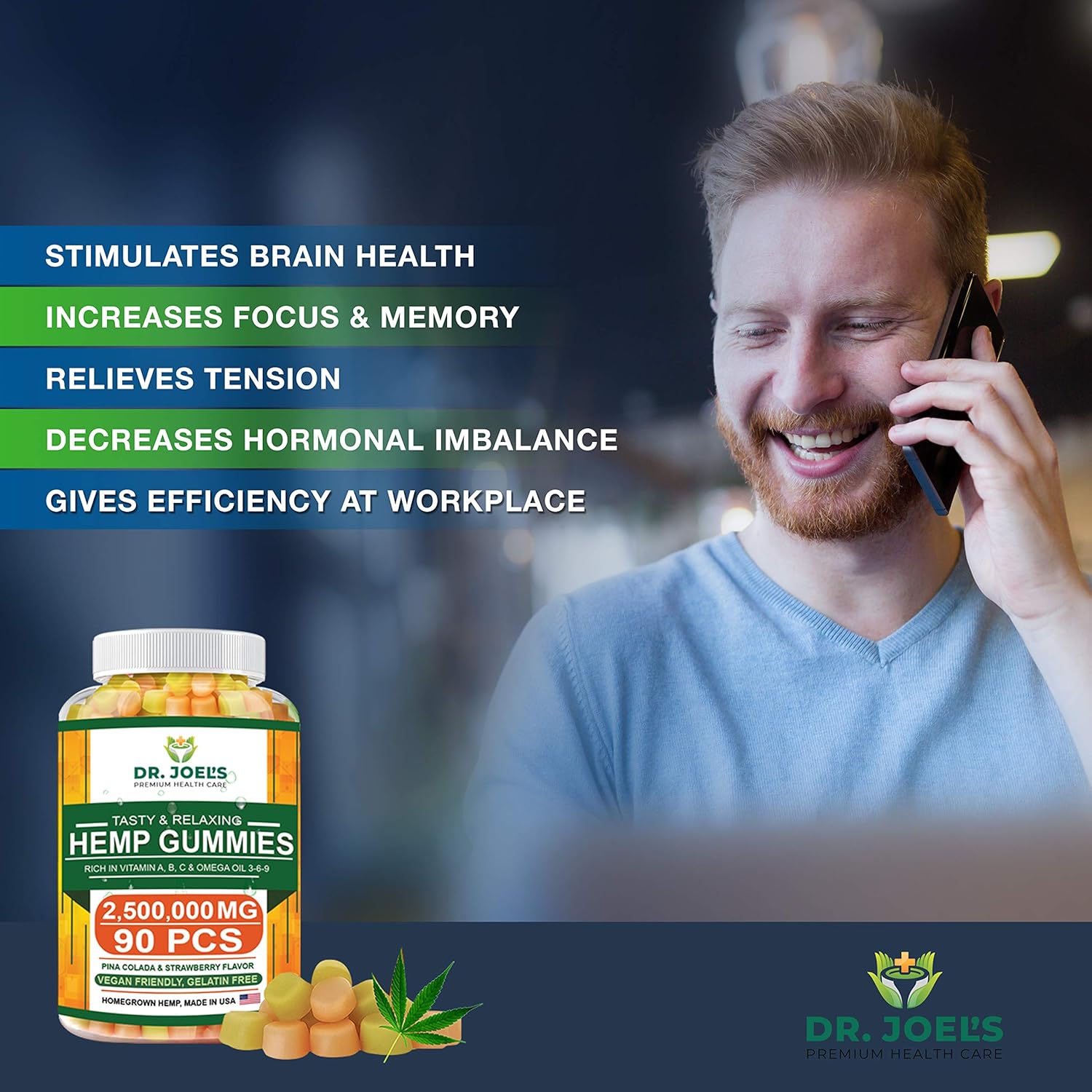 Premium Gummies - 2,500,000 MG, Maximum Strength - 90 cts - Anxiety, Pain, Stress, Nausea, Inflammation Support - Healthy Sleep Formula – Made in USA: Health & Personal Care
