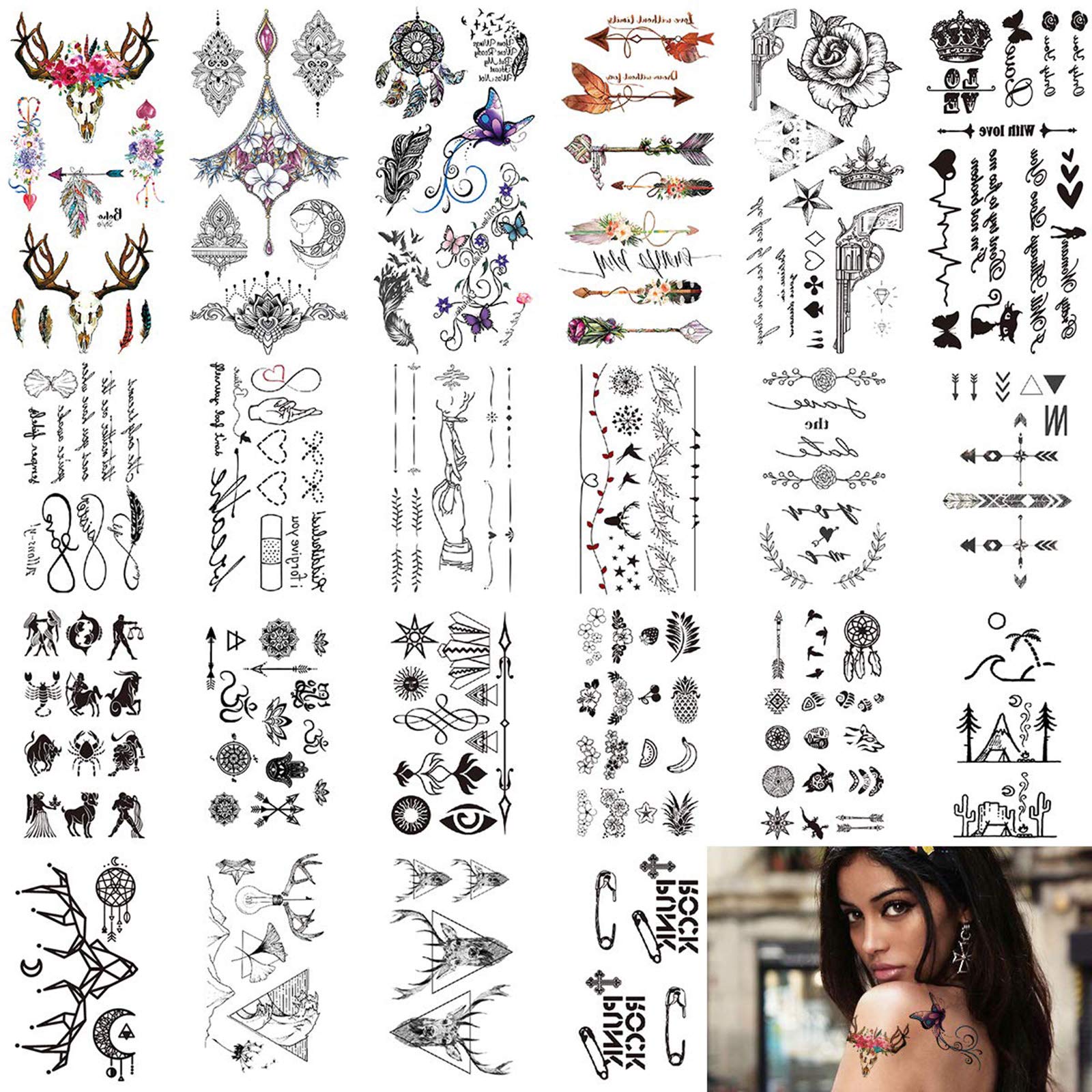 Buy Halloween Temporary Tattoos, NICEAUTY Small Temporary Tattoo 24