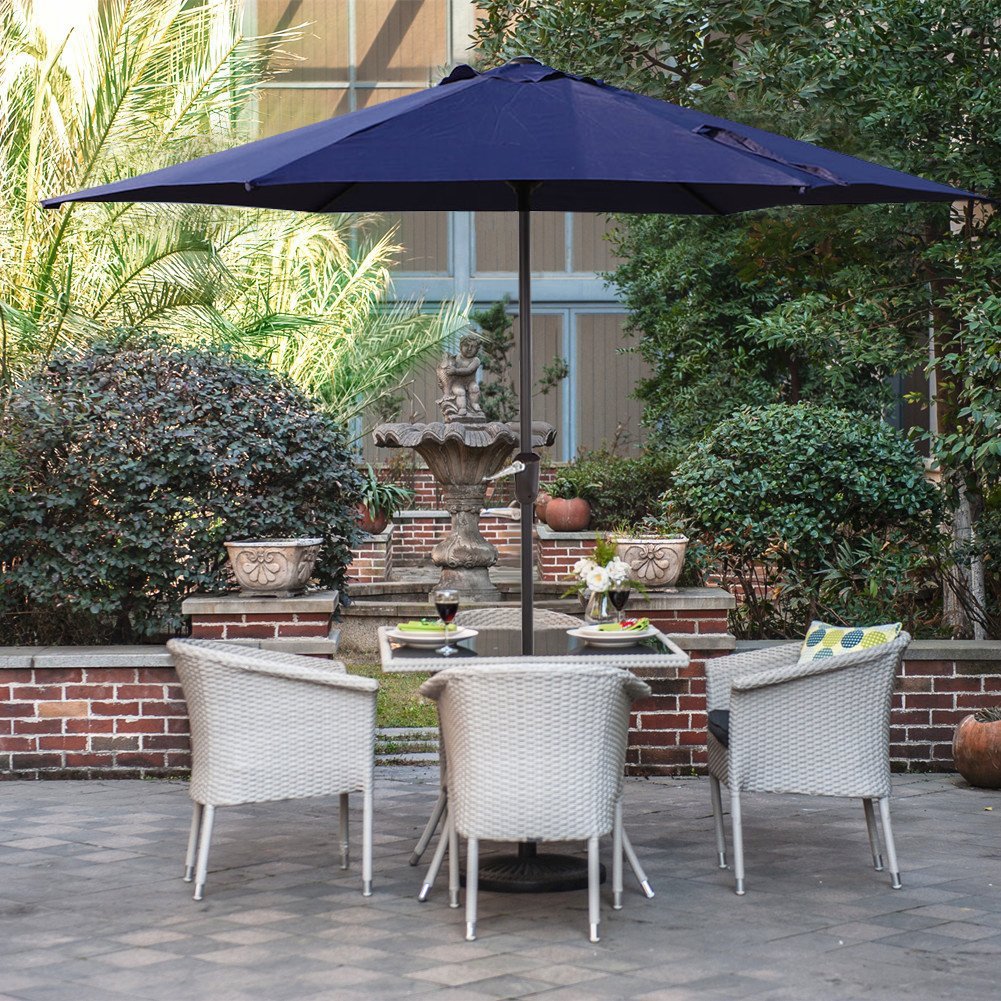 Garden Parasol with Tilt and Turn Wind-Up Parasol with UV Protection Parasol 2.7 m Diameter ...