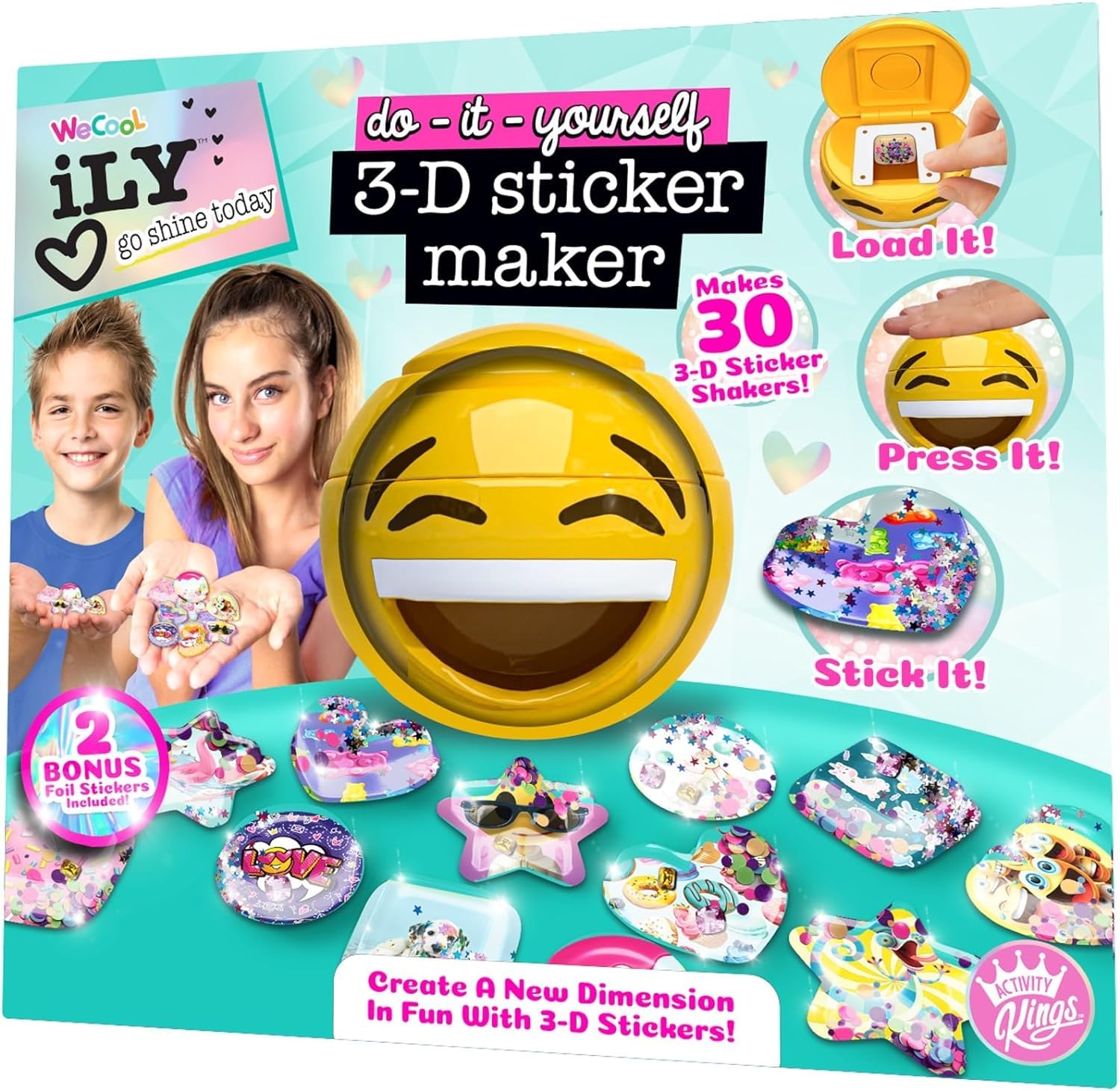 WeCool Toys ILY DIY 3D Sticker Maker for Girls and Boys, Arts and Crafts Fun for Ages 6+, Makes 30 Custom Stickers, Fun Creative Gift and Toy