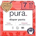 Pura Hypoallergenic Diaper Pants Size 7 (37+ lbs) Overnight, up to 12 Hours Leak Protection, Suitable for Sensitive Skin, Totally Chlorine Free, Soft Organic Cotton, 1 Pack of 17 Pull Up Pants
