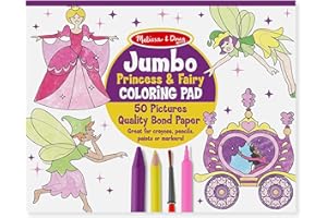 Melissa & Doug Cahier d'activités Jumbo 50 pages pour enfants – Princesse et fée – Certifié FSC