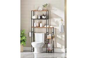 CHOEZON Over The Toilet Storage, 6-Tier Bathroom Organizer Shelf, Over-Toilet Storage Cabinet with Toilet Paper Hook, Space S