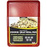 casaWare 13 x 9 x 1-Inch Ultimate Series Commercial Weight Ceramic Non-Stick Coating Cookie/Jelly Roll Pan (Red Granite)