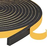Yotache Draught Excluder Tape 2 Rolls 12mm x 6mm x 4m Black Foam Seal