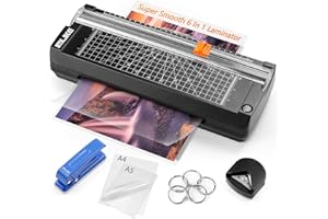 IMLIKE A4 Thermal Laminator with Laminating Pouches - 9" Photo Laminating Machine, Built-in Paper Trimmer, 6-in-1 Black Laminator for Home, School, and Office Use