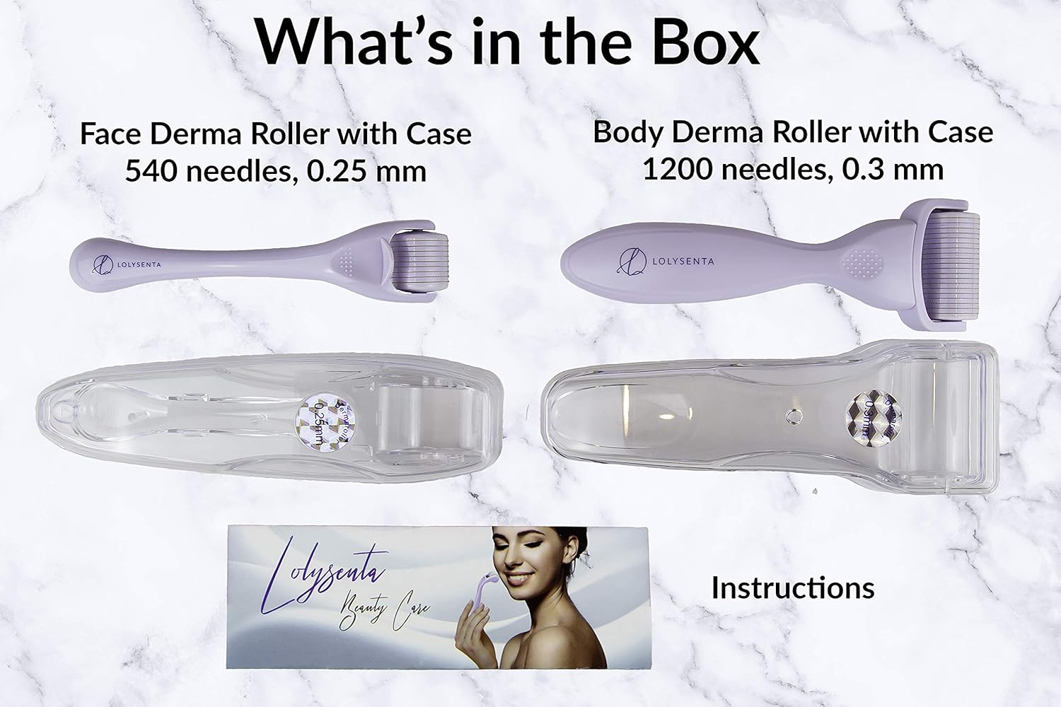Lolysenta Derma Roller Kit for Face and Body, Microneedling Face Roller 0.25mm, Microneedle Roller for Body 0.3mm, Microdermabrasion Roller, Facial Roller for Skincare, Includes 2 Storage Cases: Beauty