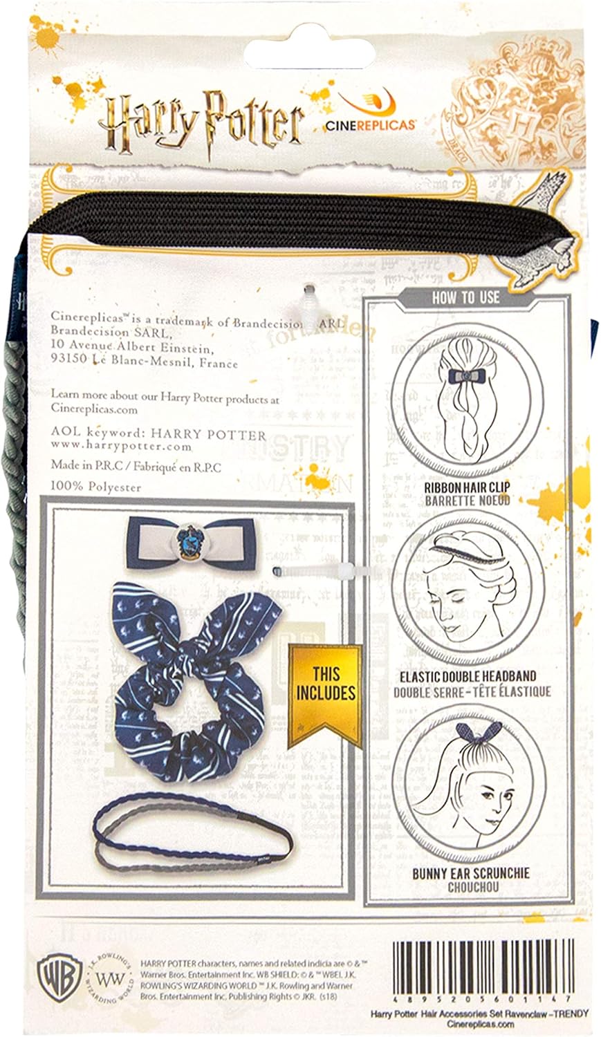 Harry Potter - Hair Accessories Trendy (Bunny Ear, Clip, Double Headband) - Ravenclaw, Multicolor - Image 3