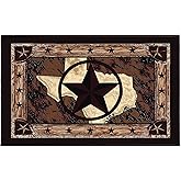 Evlaschin Western Texas Star Bath Rug, Rustic Brown Barnwood Bathroom Mats 32x20 Inch, Vintage Wood Board Lodge Non-Slip Absorbent Bathroom Rugs for Bedside Shower Room Bathtub Kitchen Sink