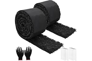 ZATOZKAR 2 Pack Rubber Mulch for Landscaping Garden Mulch Black Roll Rubber Mulch Mat Natural-Looking Edging Border Cuttable Reduced Weed Growth Organic Soil Fertilizer Bed Liner for Garden