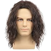 Deifor Mens Brown Wavy Wig - Medium Length Natural Look Middle Part Heat Resistant Synthetic Hair for Men Costume, Cosplay, Halloween Party