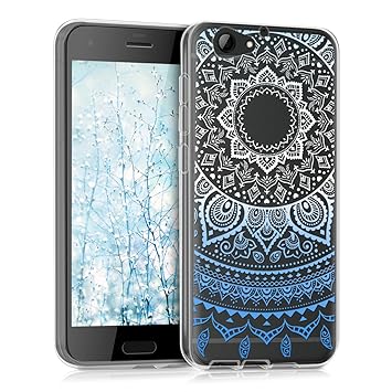 kwmobile HTC One A9s Hülle - Handyhülle für HTC One A9s - Handy Case in Blau Weiß Transparent