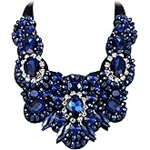 Flyonce Rhinestone Crystal Bib Chunky Collar Statement Necklace for Women Costume Jewelry