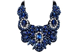 Flyonce Rhinestone Crystal Bib Chunky Collar Statement Necklace for Women Costume Jewelry
