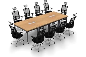 TEAMWORK TABLES 10 Person Conference Tables Meeting Seminar Model 6423 4pc Color Beech X-Thick Tops, Industrial Casters, Ready to Use. (Tables, Power Bars Included, Seating NOT Included)