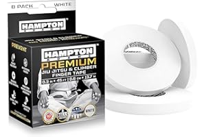 Hampton Adams | As Seen on Shark Tank | Pro Finger Tape (8-Pack) | for BJJ Bouldering Crossfit Weightlift | Non-Slip Extreme Quality No-Fray Climbing Tape | Extended Wear Super Strong Adhesive