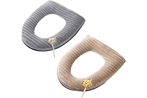 2 Pieces Thicker Bathroom Soft Toilet Seat Cover Pad with Handle Toilet Lid Cover Cushion Soft Thicker Washable Fits All Oval