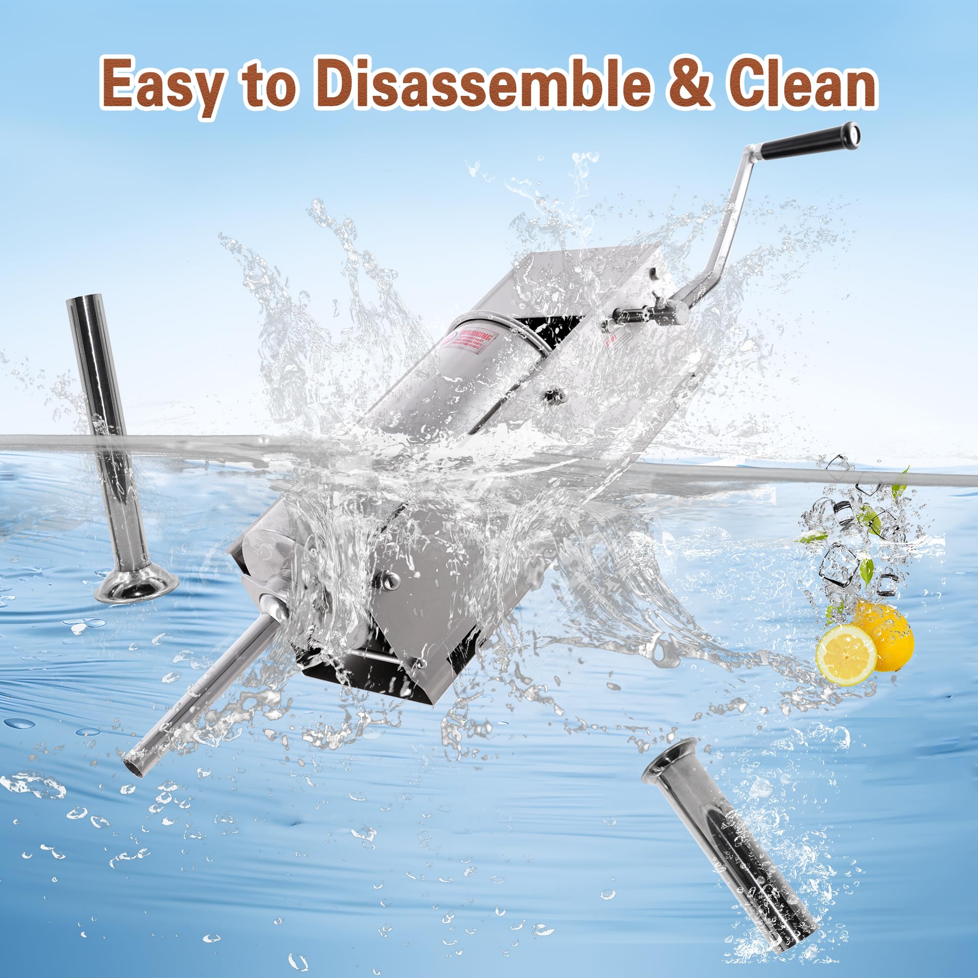 Hakka 15lbs(7 Liter) Sausage Machine 2 Speed Stainless Steel Horzontal Sausage Stuffer