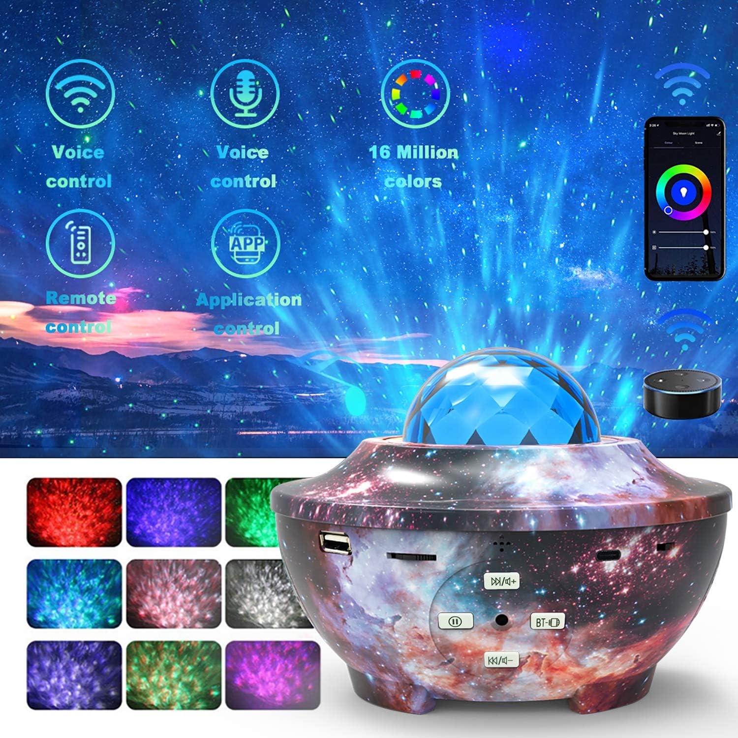 Lampe Projecteur Ciel Etoile Pour Bebe Salon Veilleuse Projecteur Etoile Noel Enfants Base Otative A 360 Adulte Oppearl Rgb Avec Alexa Google Home Eclairage Pour Enfants Luminaires Eclairage Futurebiz In