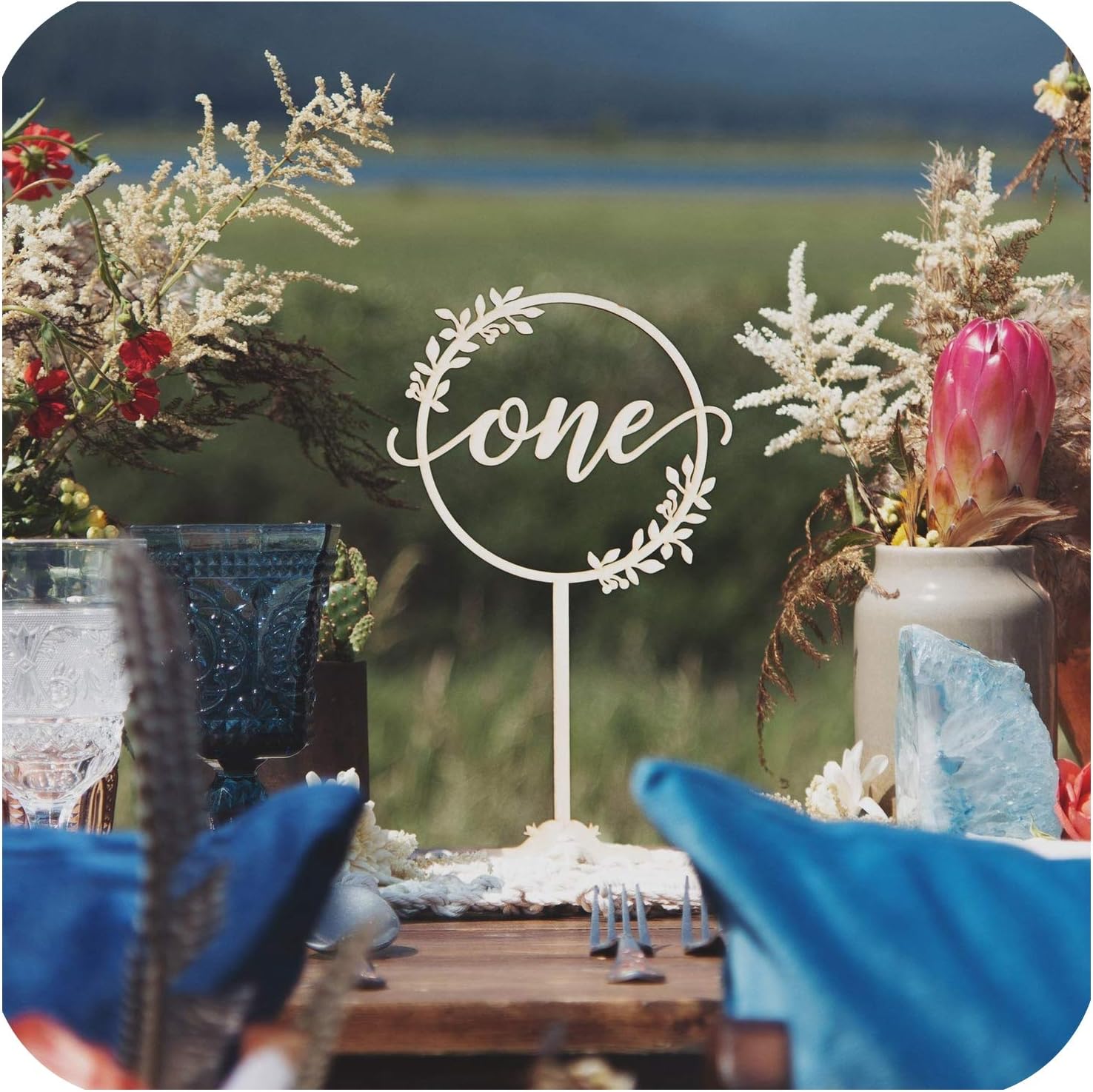 Amazon Com Sunnyday Shop Rustic Centerpieces Rustic Table Numbers Wedding Table Numbers Rustic Wedding Decor Wedding Centerpieces 35cm With Stand Home Kitchen