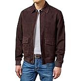 IZAC & DAUD Leathers Men Air Force A-2 Leather Flight Bomber Jacket Men's Suede Leather Bomber Jacket Casual Coat for Men