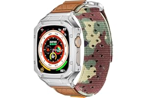 BAITEYOU Band with Case Compatible with Apple Watch Band Ultra 3 2 1 49mm, Nylon Sport Strap with Stainless Steel Metal Rugged Case Cover for iwatch Bands Men
