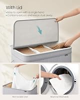 SONGMICS Bamboo Laundry Hamper with Lid 150 L Removable Liner Dove Grey view 3