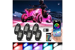 TDE EXPLORER.LIGHTING 6 Pods Segmented RGB LED Rock Lights for ATV UTV RZR SXS Golf Cart Truck, 12V Waterproof Multicolor Underglow Lights with APP/RF Remote Multi Zone Control Sync Music Mode Neon Underbody Kit