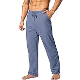 Pudolla Men's Cotton Yoga Sweatpants Athletic Lounge Pants Open Bottom Casual Jersey Pants for Men with Pockets