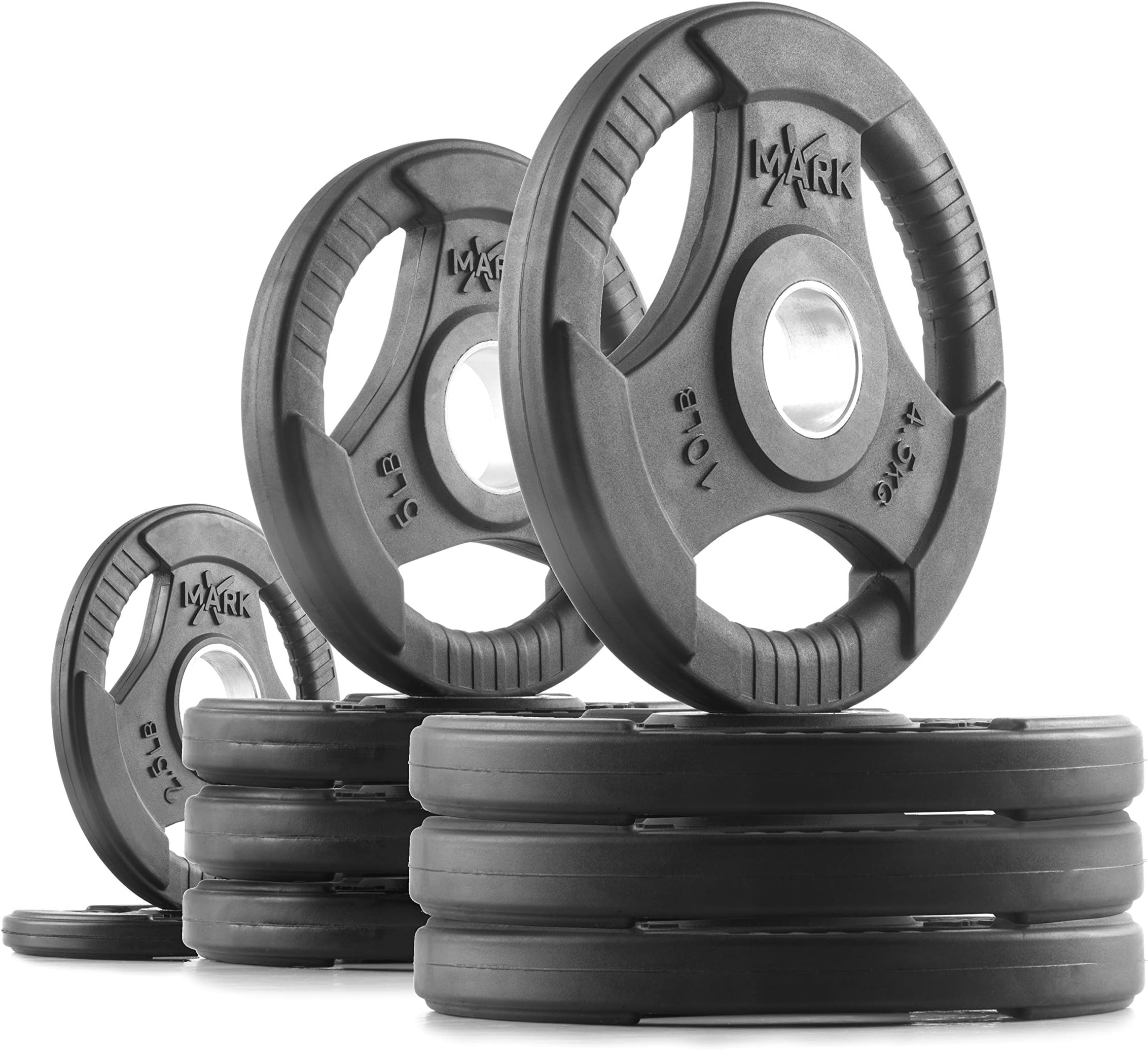 XMark TRIGrip 65 lb Set Olympic Plates, OneYear Warranty, Weight