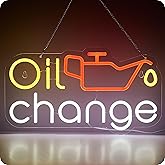 Oil Change Neon Sign Garage Car LED Signs for Wall Decor Automobile Repair Shop Man Cave Auto Room Workshop Garage Accessories with Dimmer USB Powered 9.3 x 16.5 in