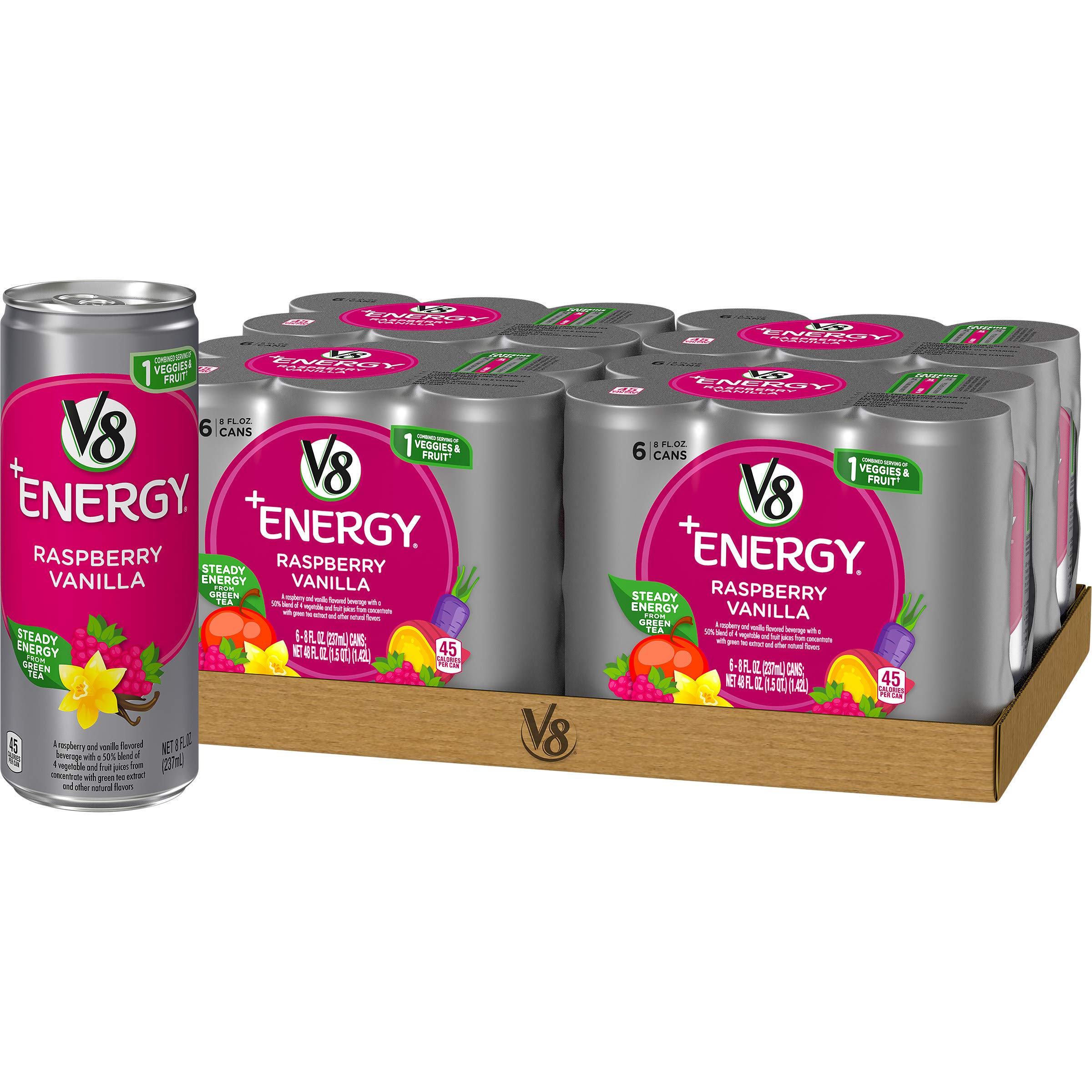 V8 +Energy, Juice Drink with Green Tea, Strawberry Banana