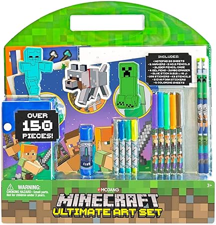 Amazon Co Jp Minecraft 塗り絵とアクティビティースーパーセット 150個以上 マインクラフトペン ステンシル 消しゴム 塗り絵シート ステッカーなど マインクラフトパーティー用品セット おもちゃ
